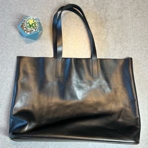 Everlane Market Tote Black Leather
